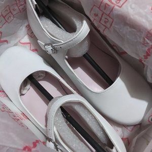 Summer Spring nina toddler/girl patent bonnet-white Leather dress shoe sz 11.5